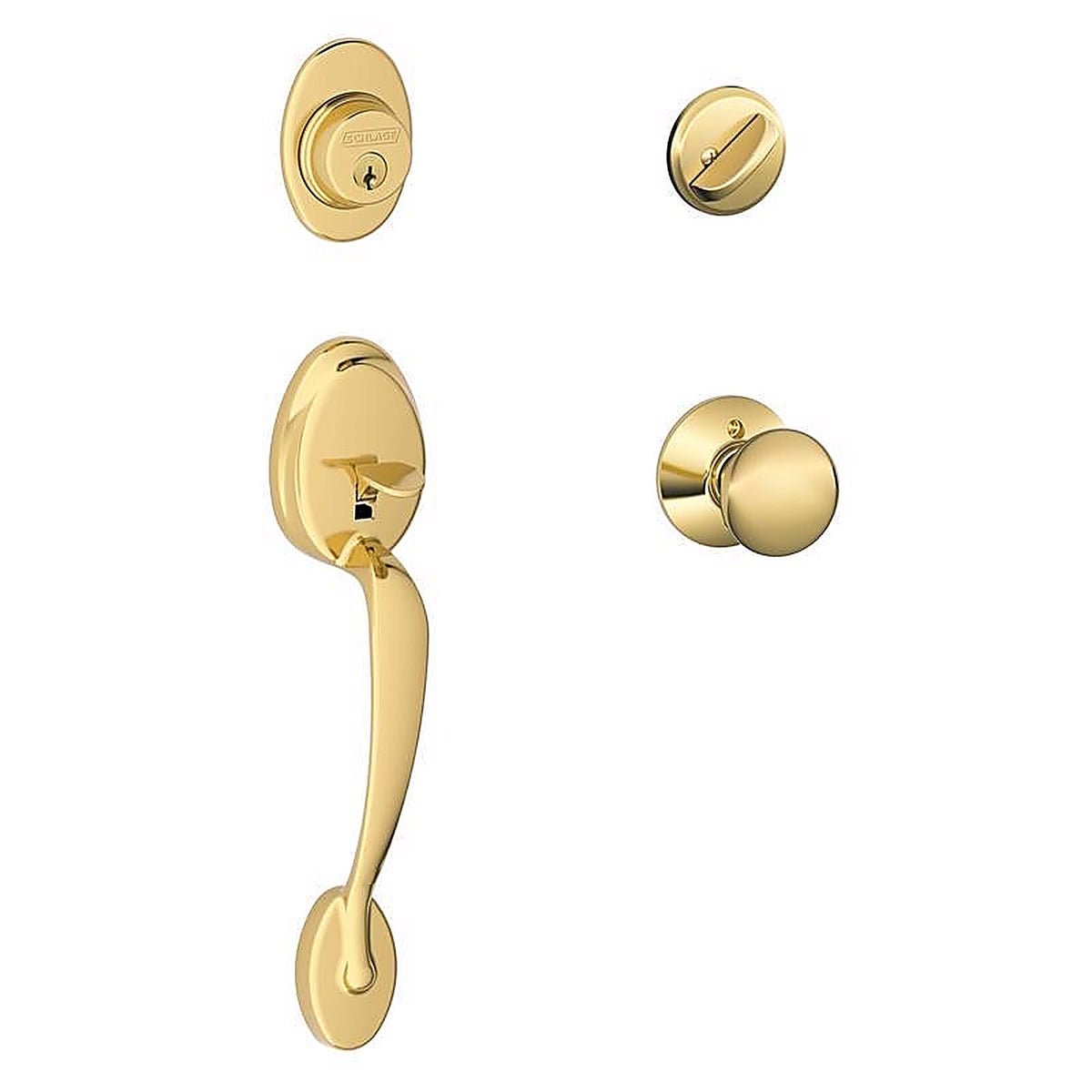 Schlage - F60 G PLY 605 - Plymouth Bright Brass Entry Handleset 1-3/4 in.