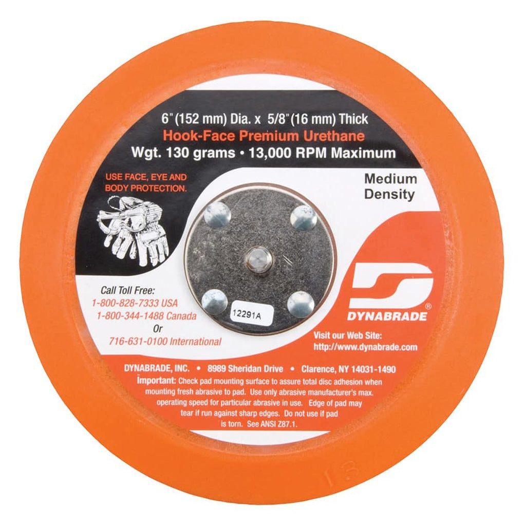 DYNABRADE 57764 6in. Dia. Non-Vacuum Gear-Driven Disc Pad, Hook-Face, Short Nap