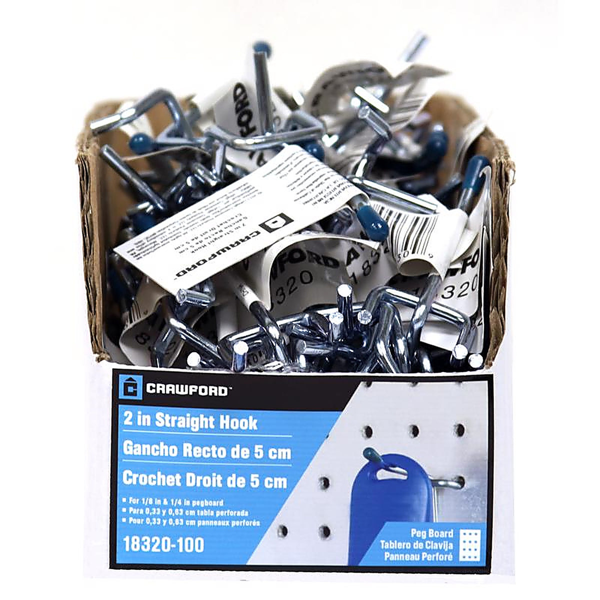 Crawford 18320-100 Zinc Plated Silver Steel 2 in. Peg Hooks 1/Pack