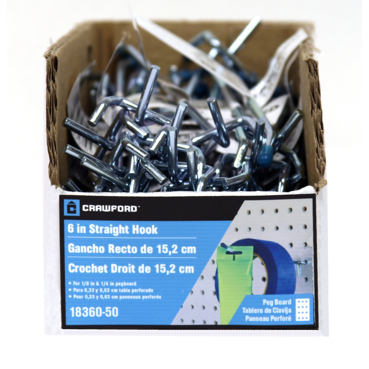 Crawford 18360-50 Zinc Plated Silver Steel 6 in. Peg Hooks 1/Pack