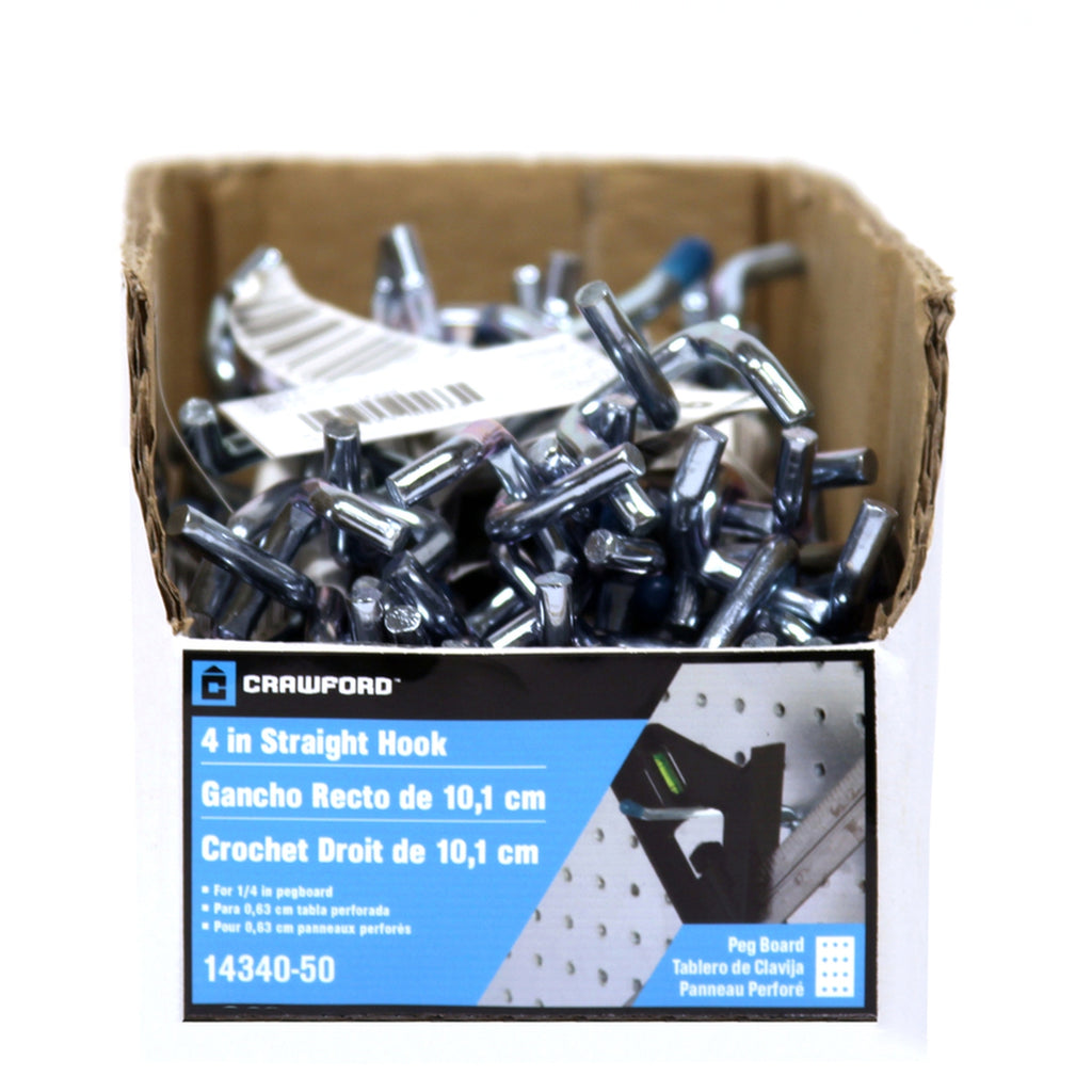 Crawford 14340-50 Zinc Plated Silver Steel 4 in. Peg Hooks 1/Pack