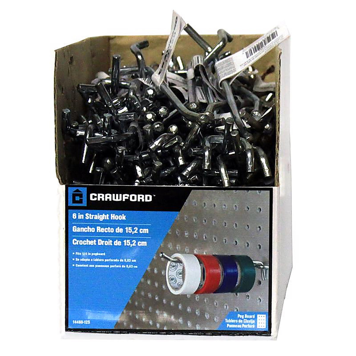 Crawford - 14460-125 - Zinc Plated Silver Steel 6 In. Peg Hooks 1 Pack