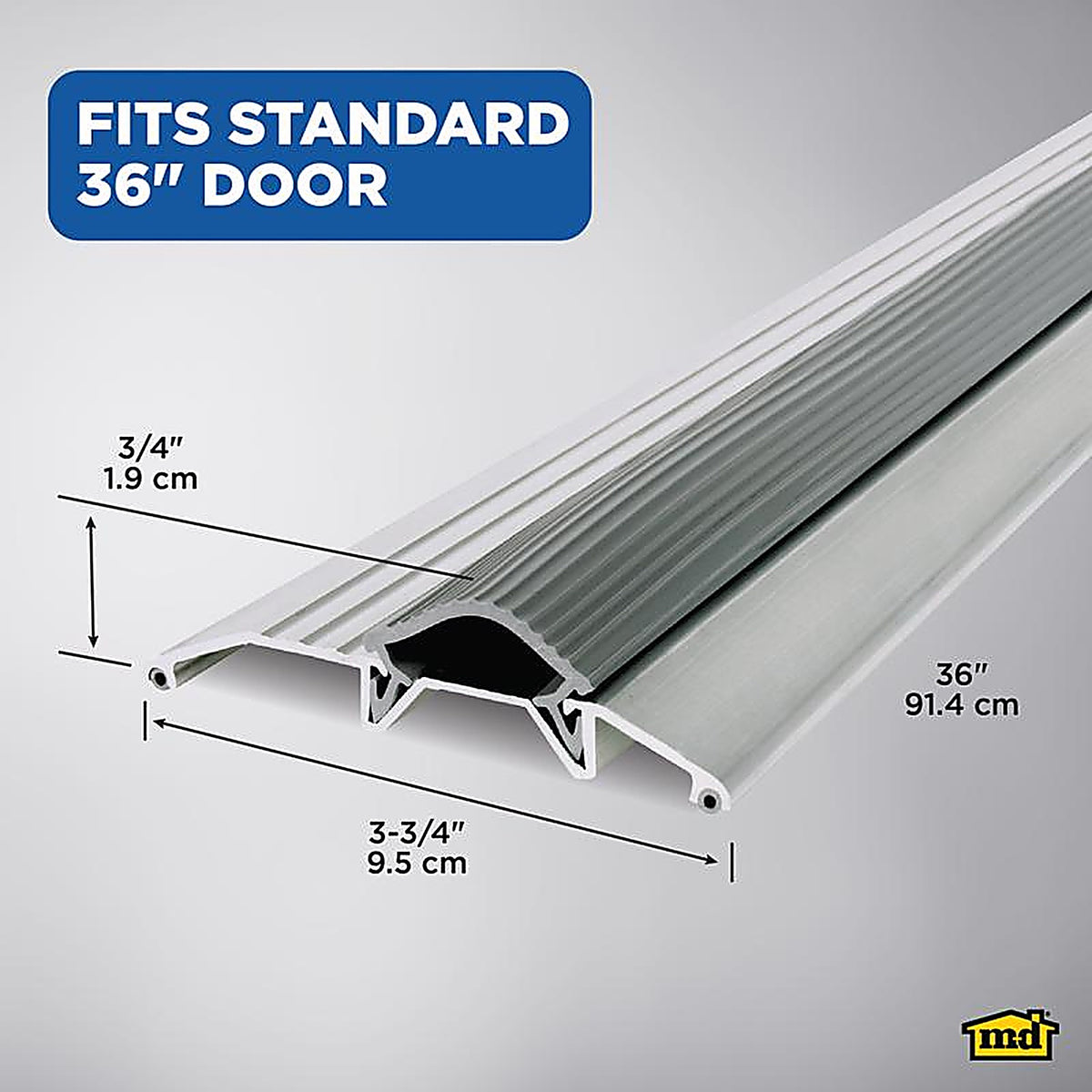 M-D 8102 0.75 H x 3.75 in. W x 36 in. L Mill Aluminum Deluxe Low Threshold Silver