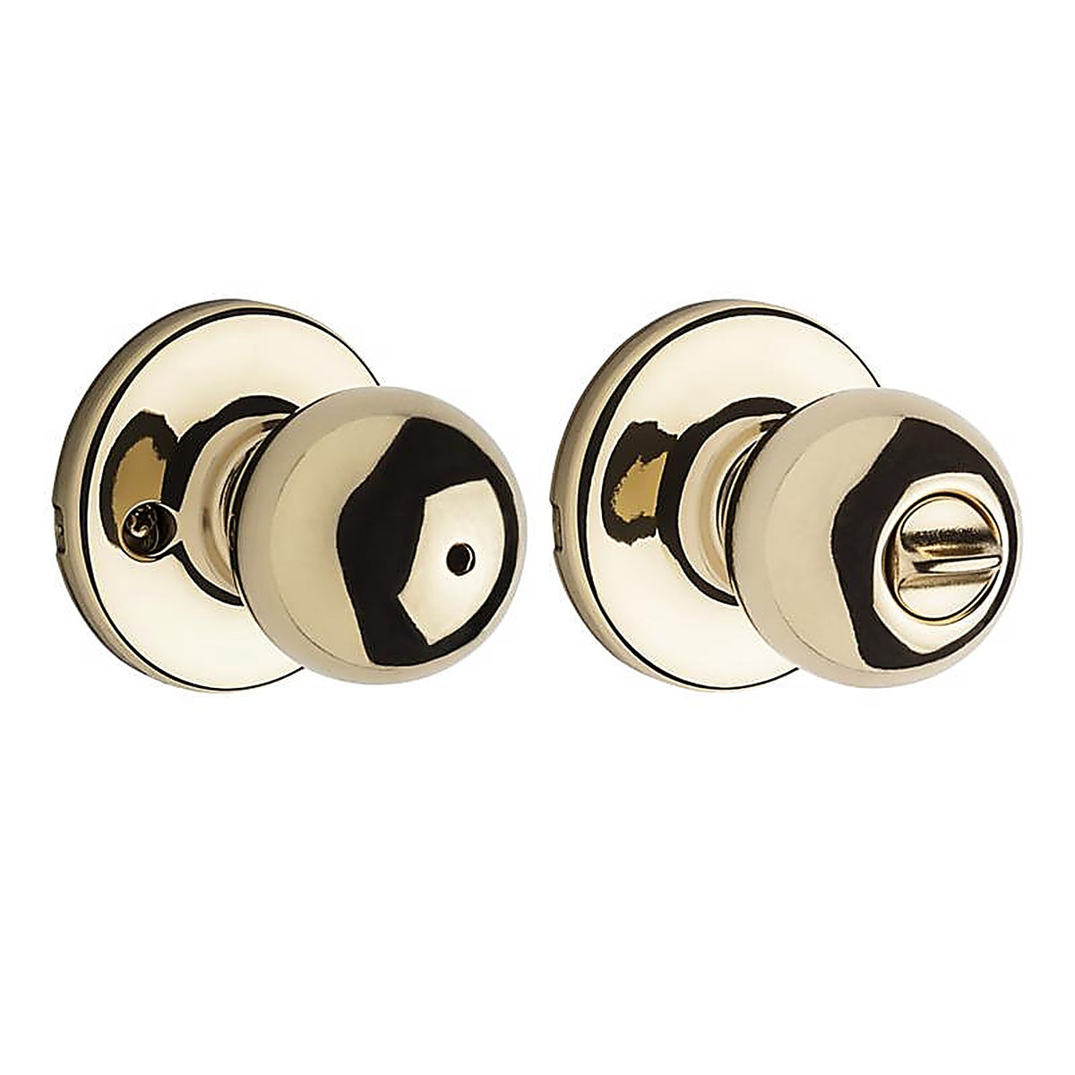 Kwikset 93001-873 Polo Polished Brass Steel Privacy Knob 3 Right or Left Handed