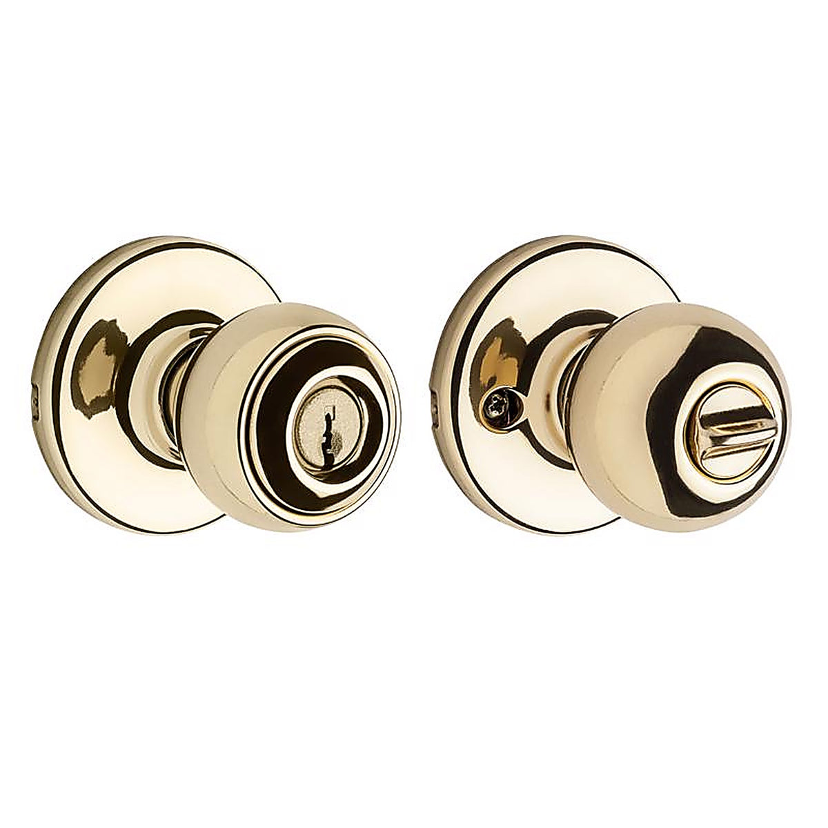 Kwikset 94002-831 Polo Polished Brass Entry Knobs ANSI/BHMA Grade 3 1-3/4 in.