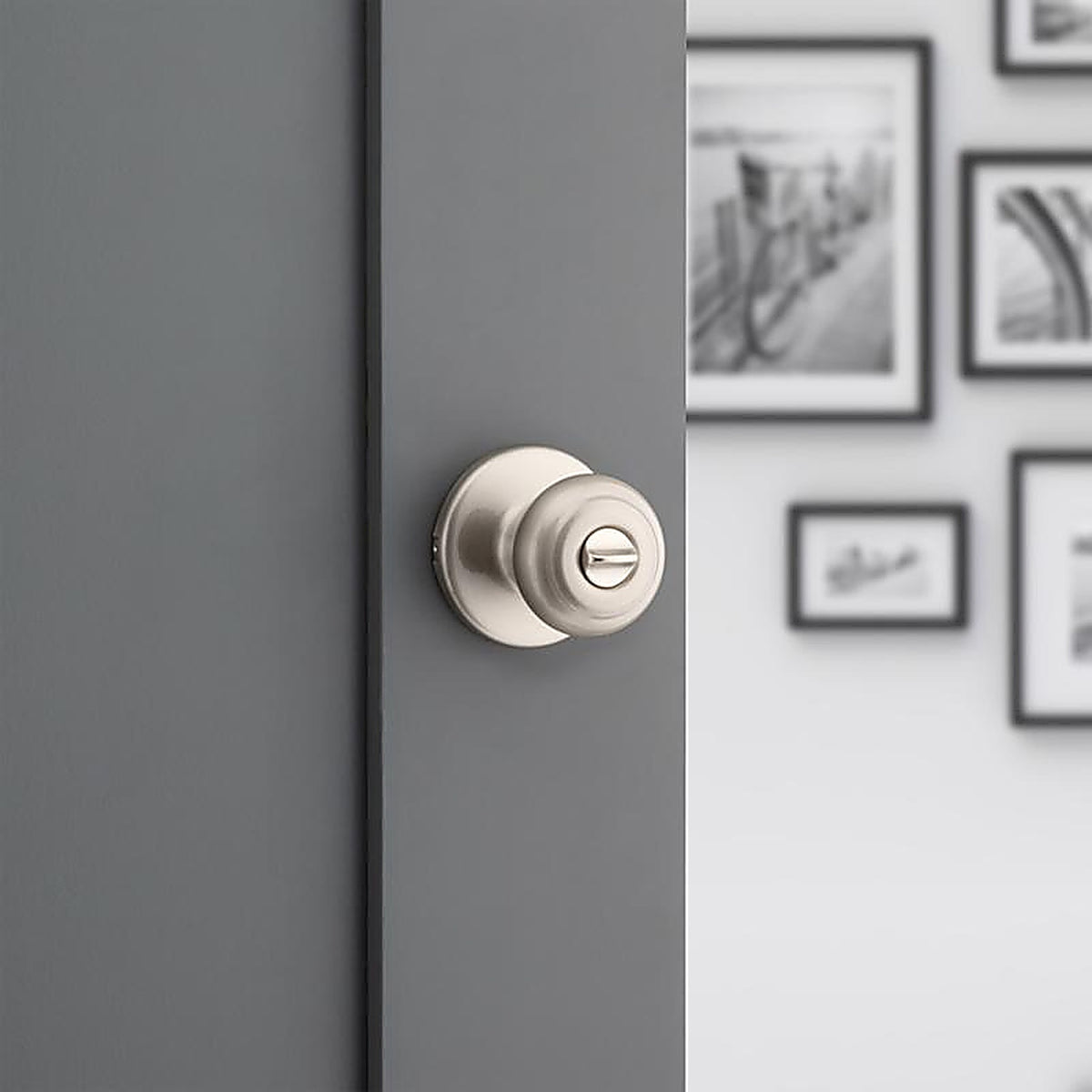 Kwikset 93001-866 Cove Satin Nickel Steel Privacy Knob 3 Right or Left Handed