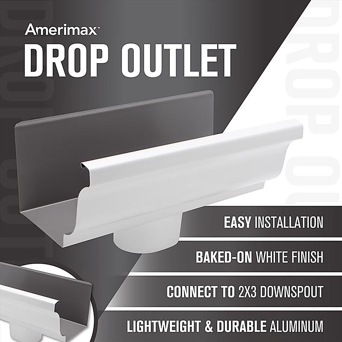 Amerimax 27010 3.5 in. H x 5 in. W x 10 in. L White Aluminum K End w/Drop