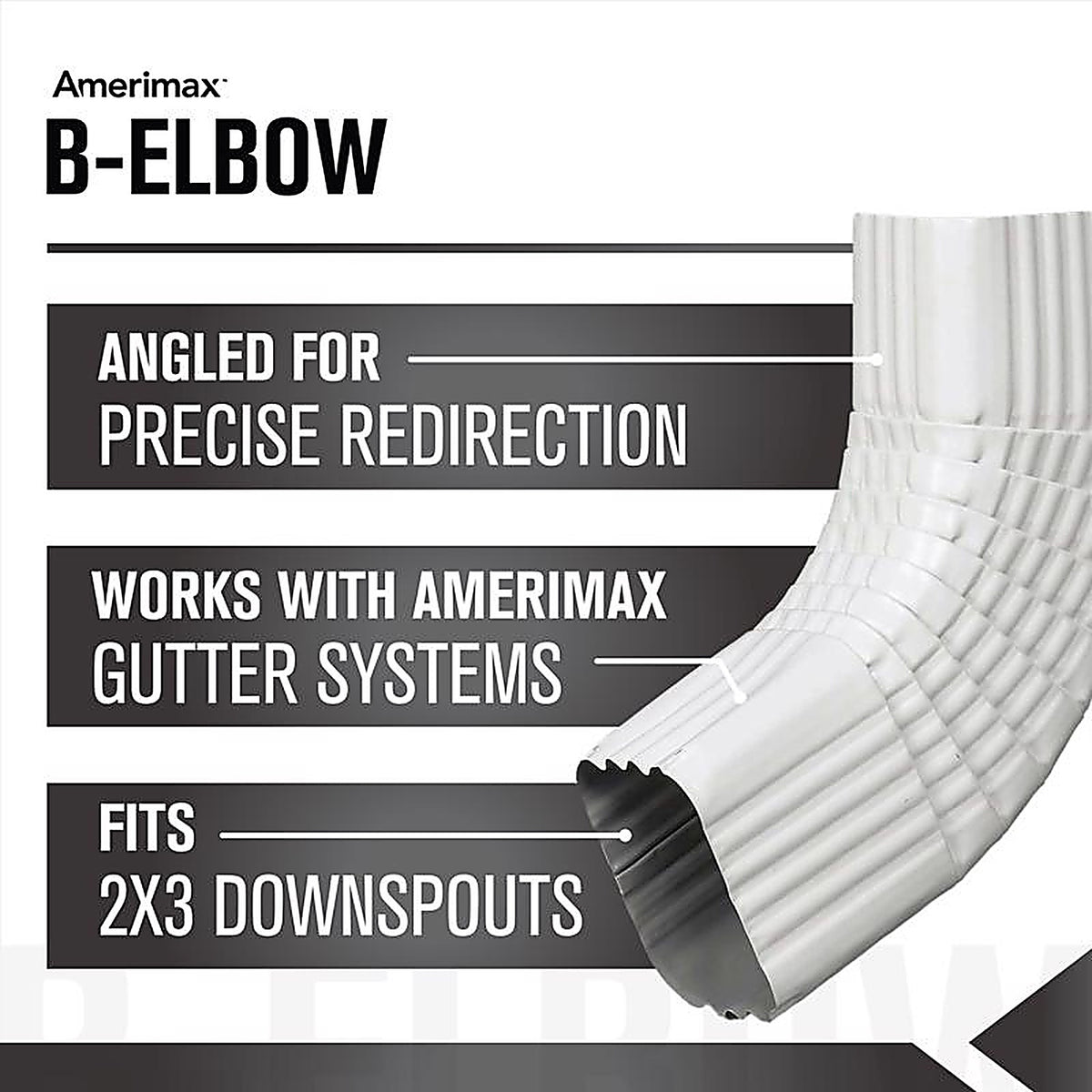 Amerimax 27265 2 in. H x 3 in. W x 3 in. L White Aluminum B Gutter Elbow