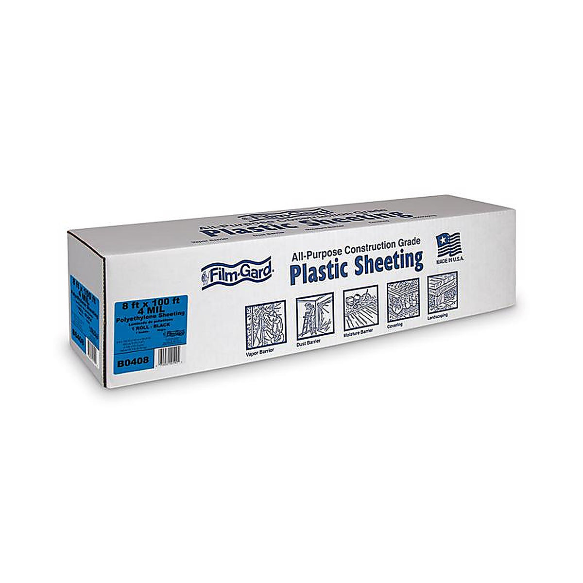 Film-Gard - 625903 - Plastic Sheeting 4 Mil X 8 Ft. W X 100 Ft. L Polyethylene Black 1 Pack