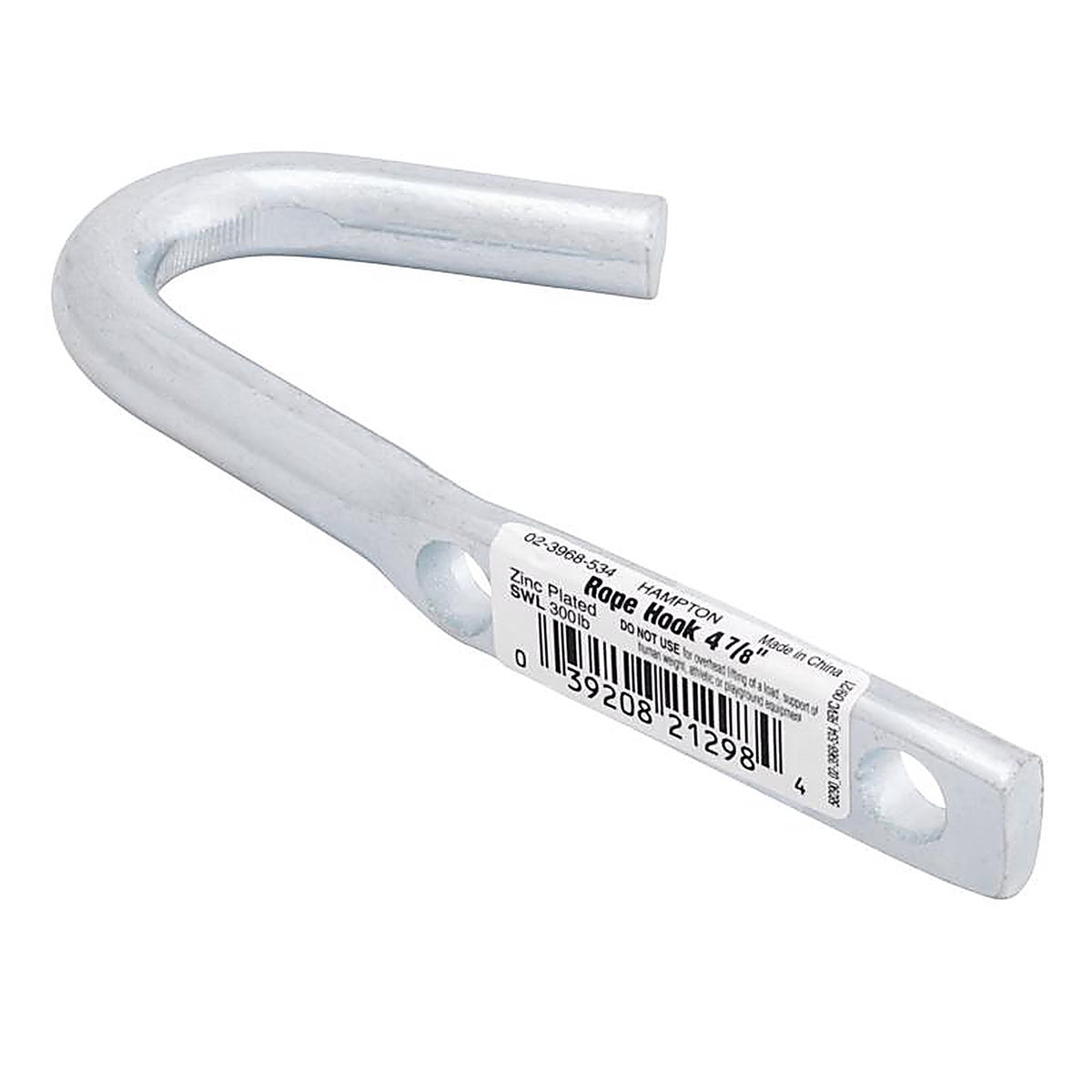 Hampton 02-3968-534 Small Zinc-Plated Silver Steel 4.875 in. L Rope Binding Hook 300 lb. 1/Pack
