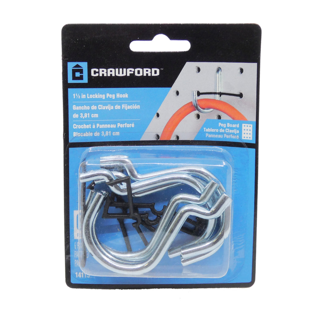 Crawford 14115 Zinc Plated Black/Silver Steel 1.5 in. Peg Hooks 6/Pack