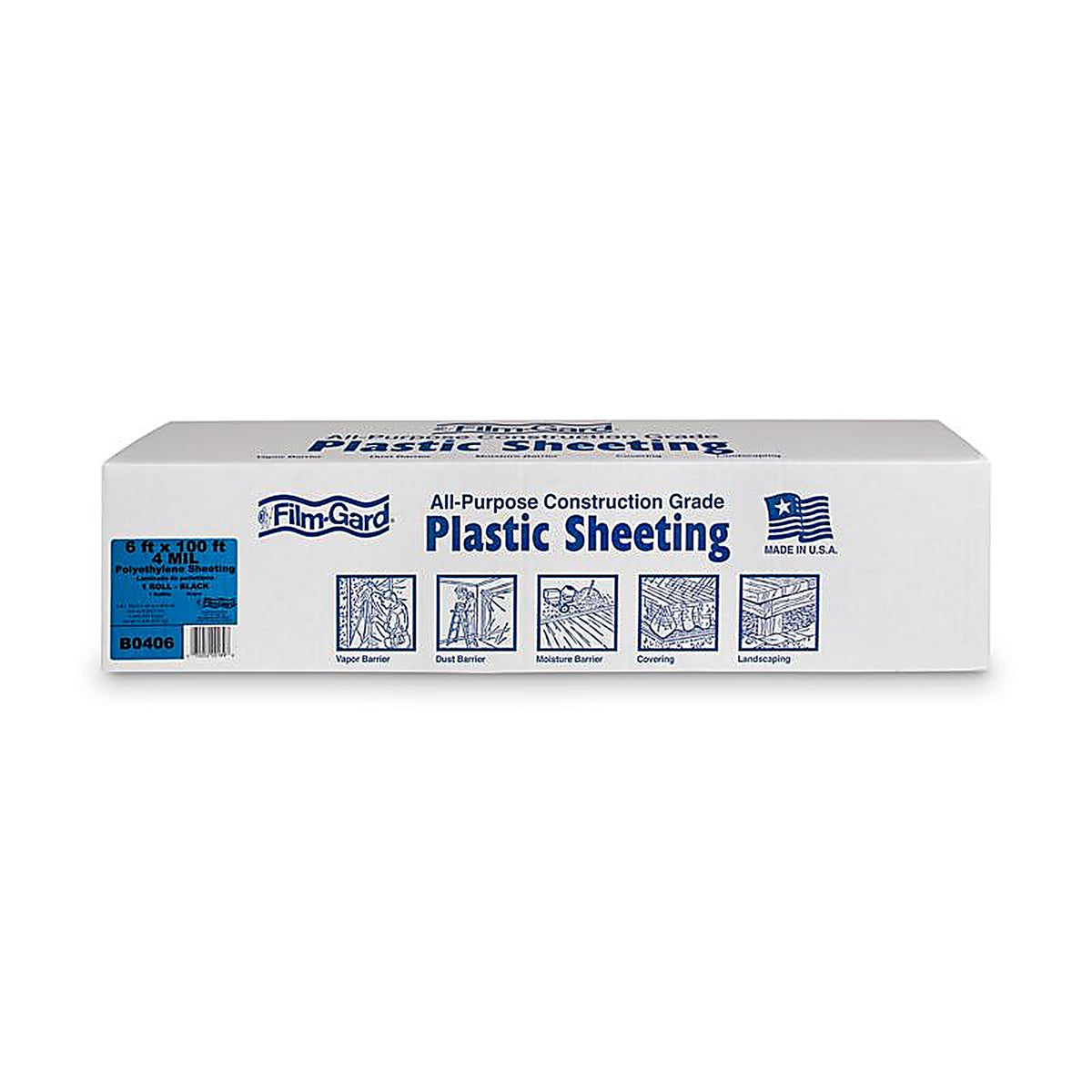 Film-Gard - 625897 - Plastic Sheeting 4 Mil X 6 Ft. W X 100 Ft. L Polyethylene Black 1 Pack