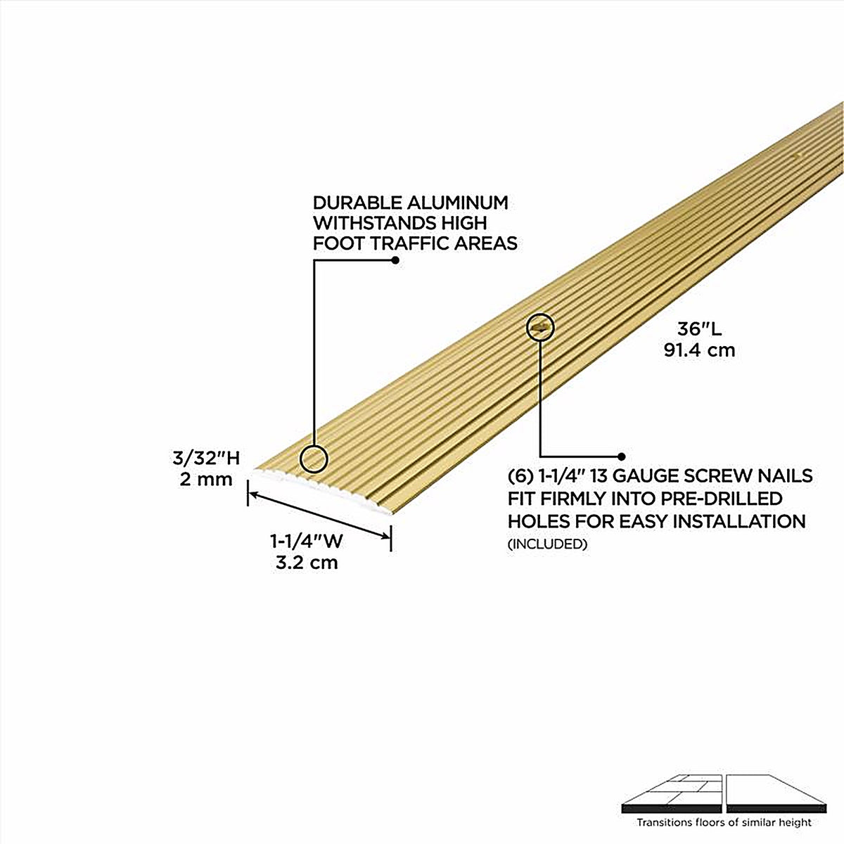 M-D 79012 0.1 in. H x 36 in. L Prefinished Satin Brass Aluminum Seam Binder