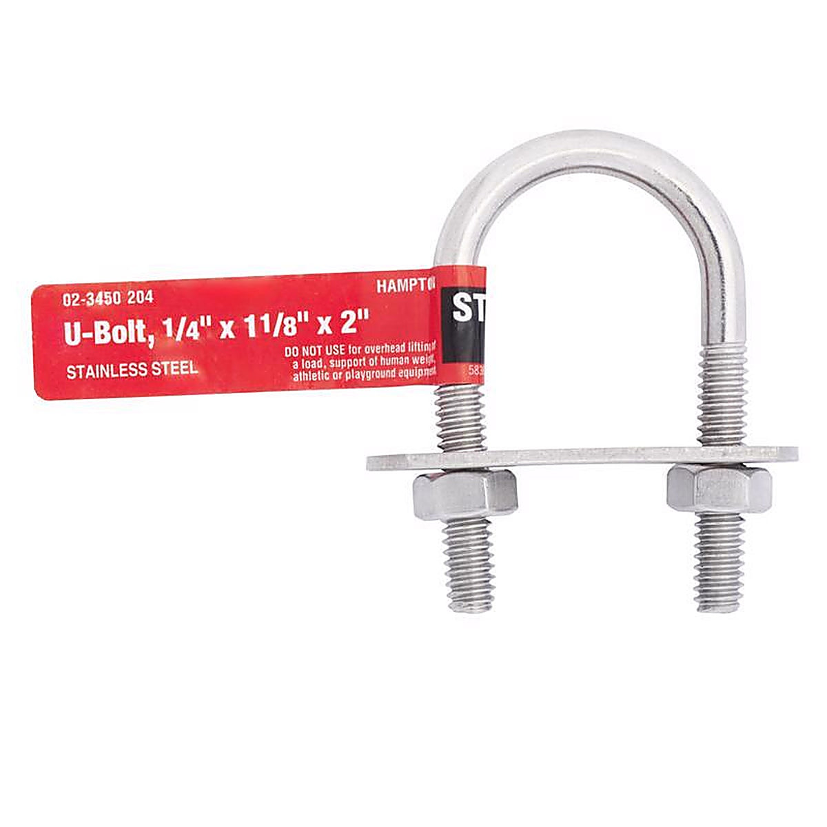 Hampton 02-3450-204 1/4 in. x 1-1/8 in. W x 2 in. L Coarse Stainless Steel U-Bolt