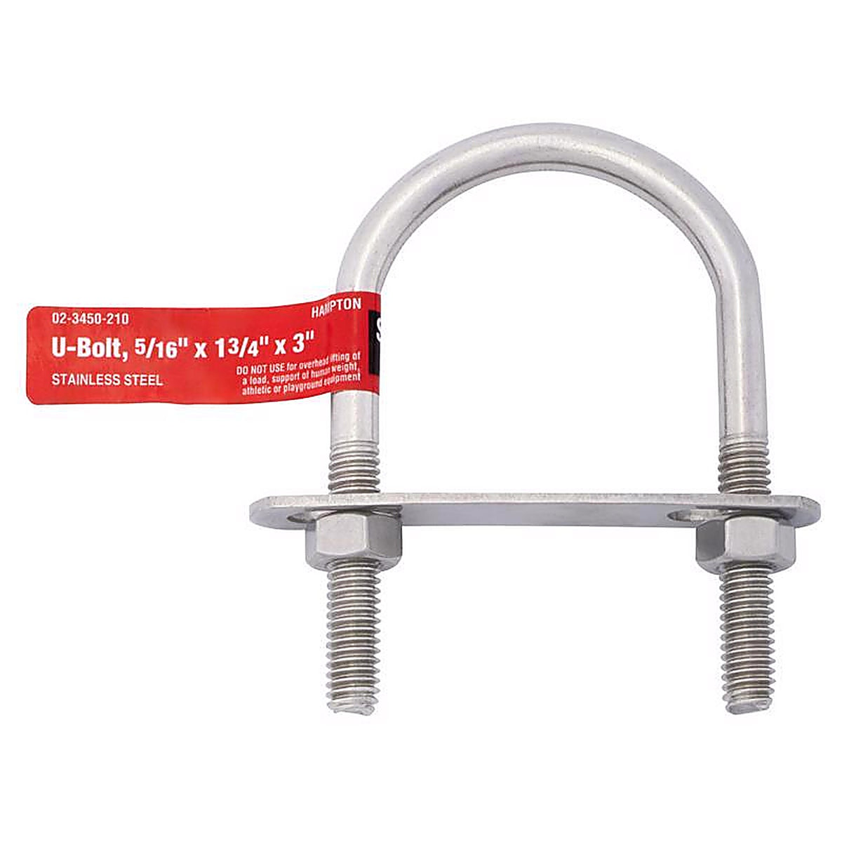 Hampton 02-3450-210 5/16 in. x 1-3/4 in. W x 3 in. L Coarse Stainless Steel U-Bolt