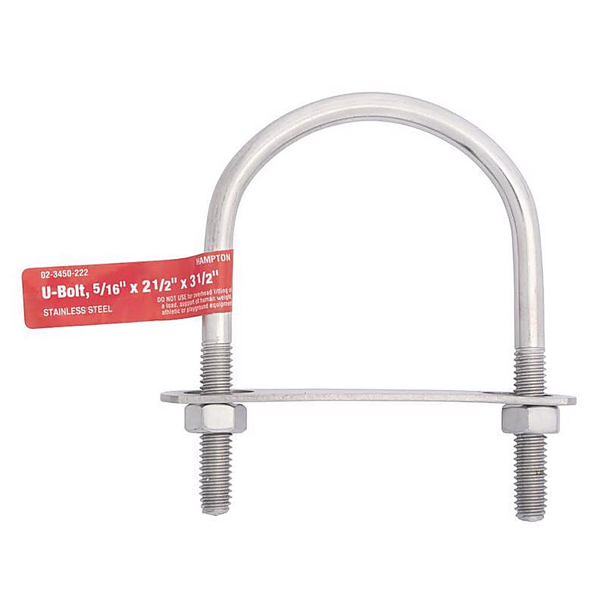 Hampton 02-3450-222 3/8 in. x 2-1/2 in. W x 3-1/2 in. L Coarse Stainless Steel U-Bolt