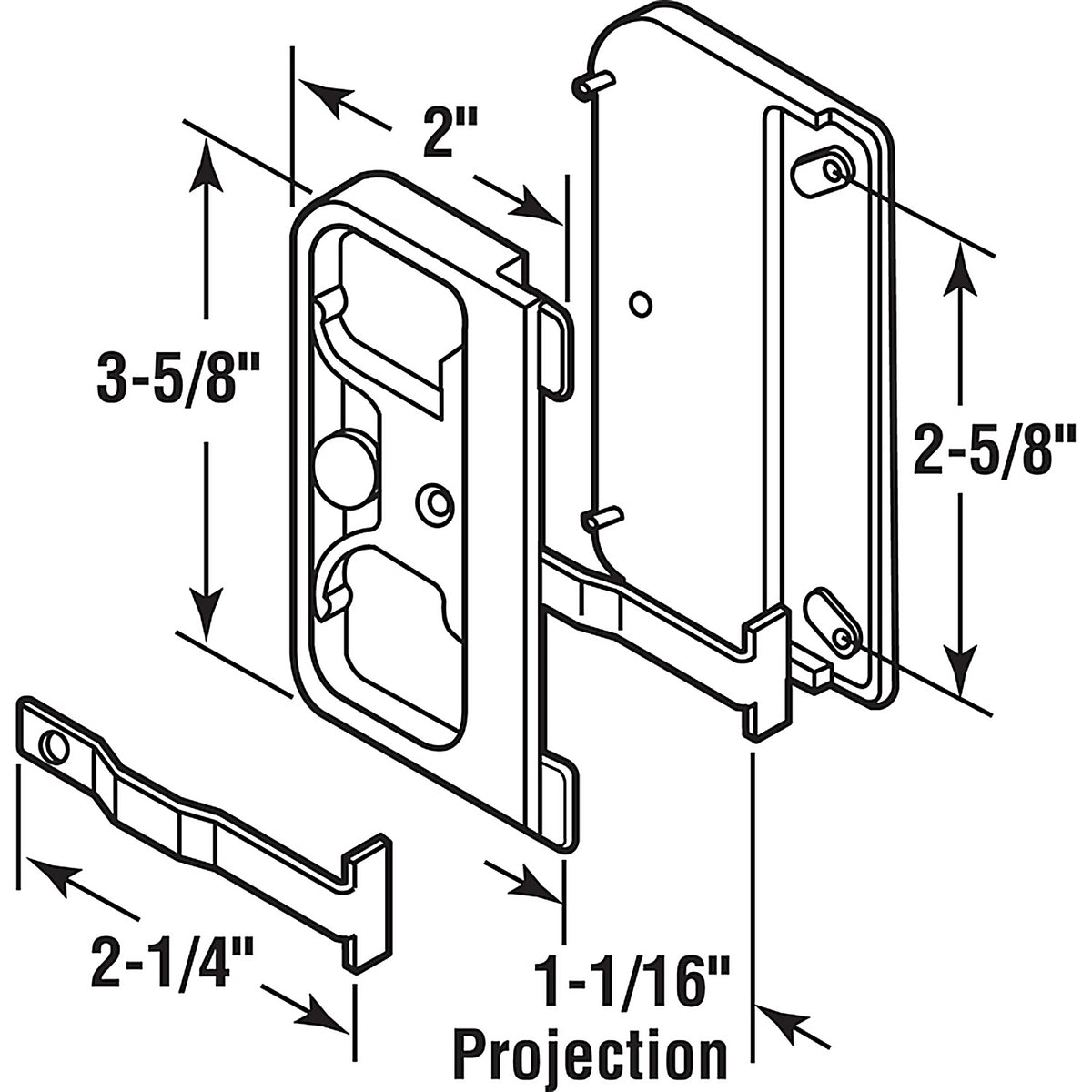 Prime-Line - A 142 - Zinc-Plated Black Plastic Latch and Pull 1 pk