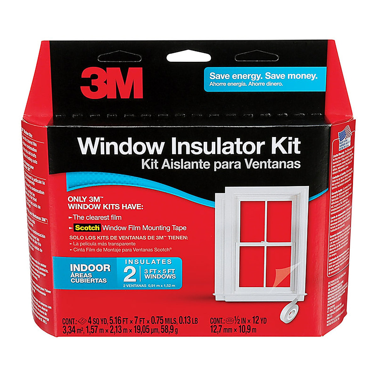 3M 2120W6 Clear Indoor Window Film Insulator Kit 62 in. W x 84 in. L