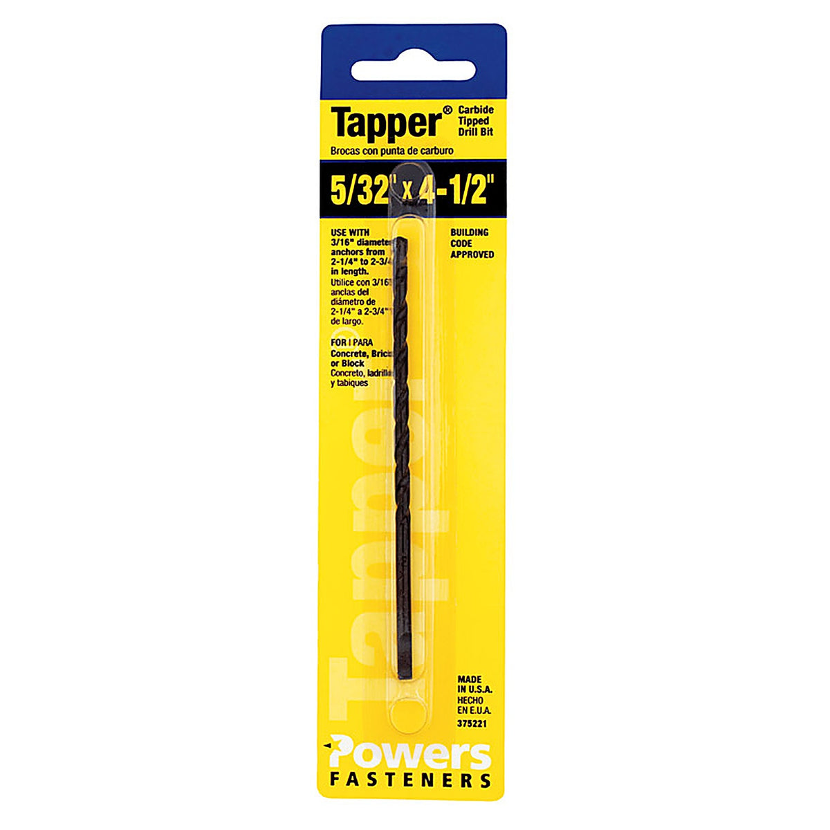 Hillman 375221 Tapper 5/32 in. x 4-1/2 in. L Carbide Tipped Drill Bit 1/pc.