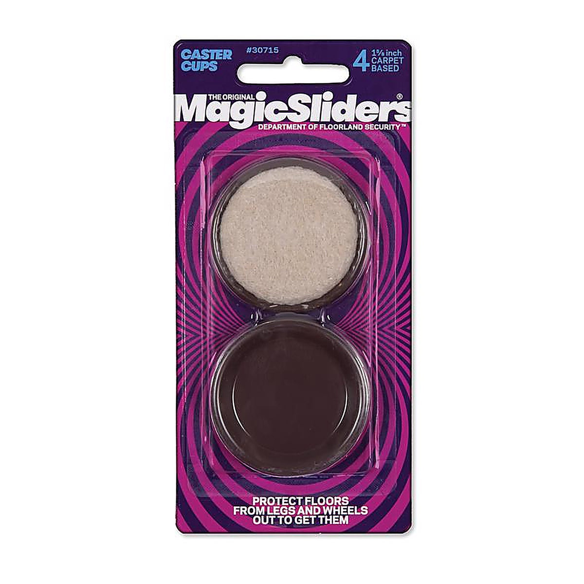 Magic Sliders - 30715 - Plastic Caster Cup Brown Round 1-5/8 In. W X 1-5/8 In. L 4 Pack