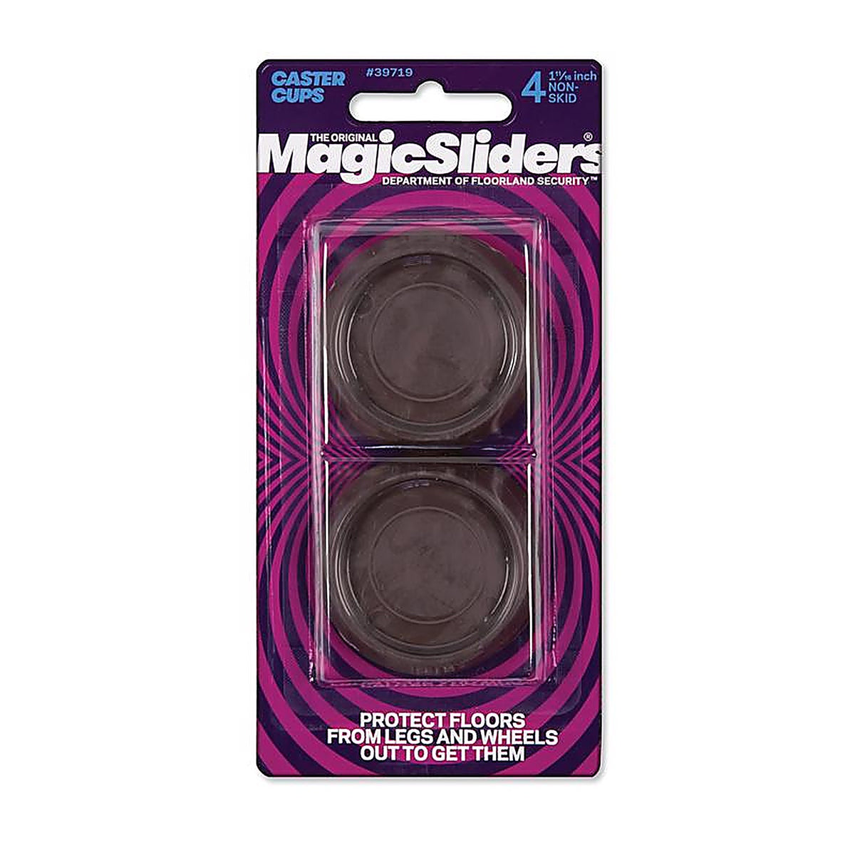 Magic Sliders - 39719 - Plastic Caster Cup Brown Round 1-11/16 In. W X 1-11/16 In. L 4 Pack