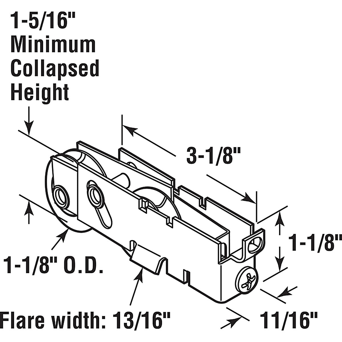Prime-Line - D 1847 - Steel Universal Roller Assembly For Guaranteed Products
