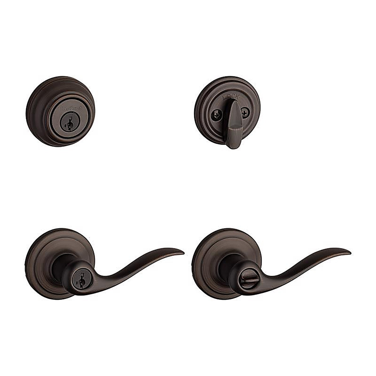 Kwikset 99910-041 SmartKey Tustin Venetian Bronze Entry Lever and Deadbolt Set ANSI/BHMA Grade 2 KW1 1-3/4 in.