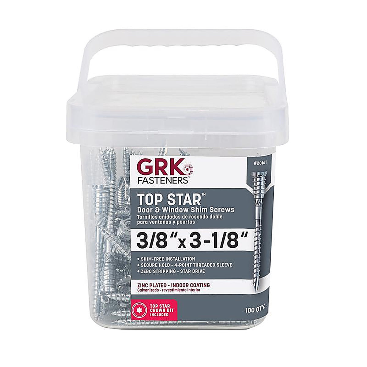 GRK Fasteners 20161 No. 14 x 3-1/8 in. L Star Zinc-Plated Shim Screws 100/Pack