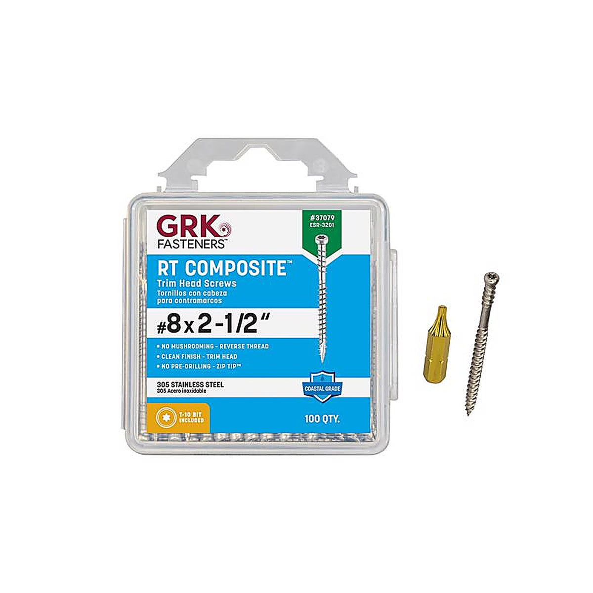 GRK Fasteners 37079 RT Composite No. 8 x 2-1/2 in. L Star Screws 100/Pack