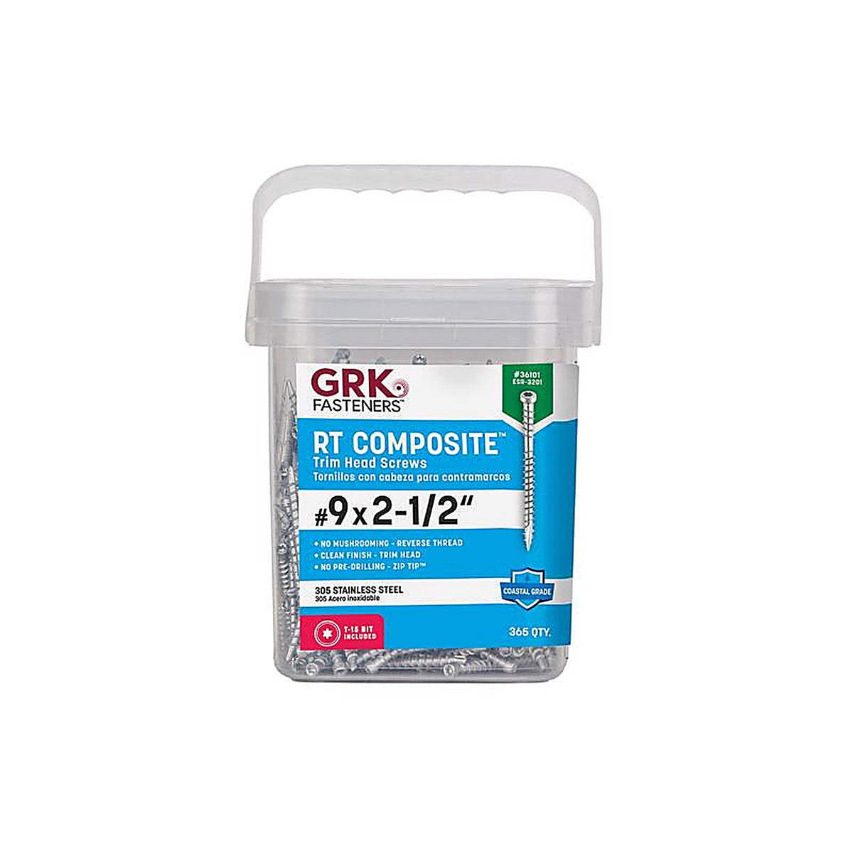 GRK Fasteners 36101 RT Composite No. 9 x 2-1/2 in. L Star Screws 365/Pack