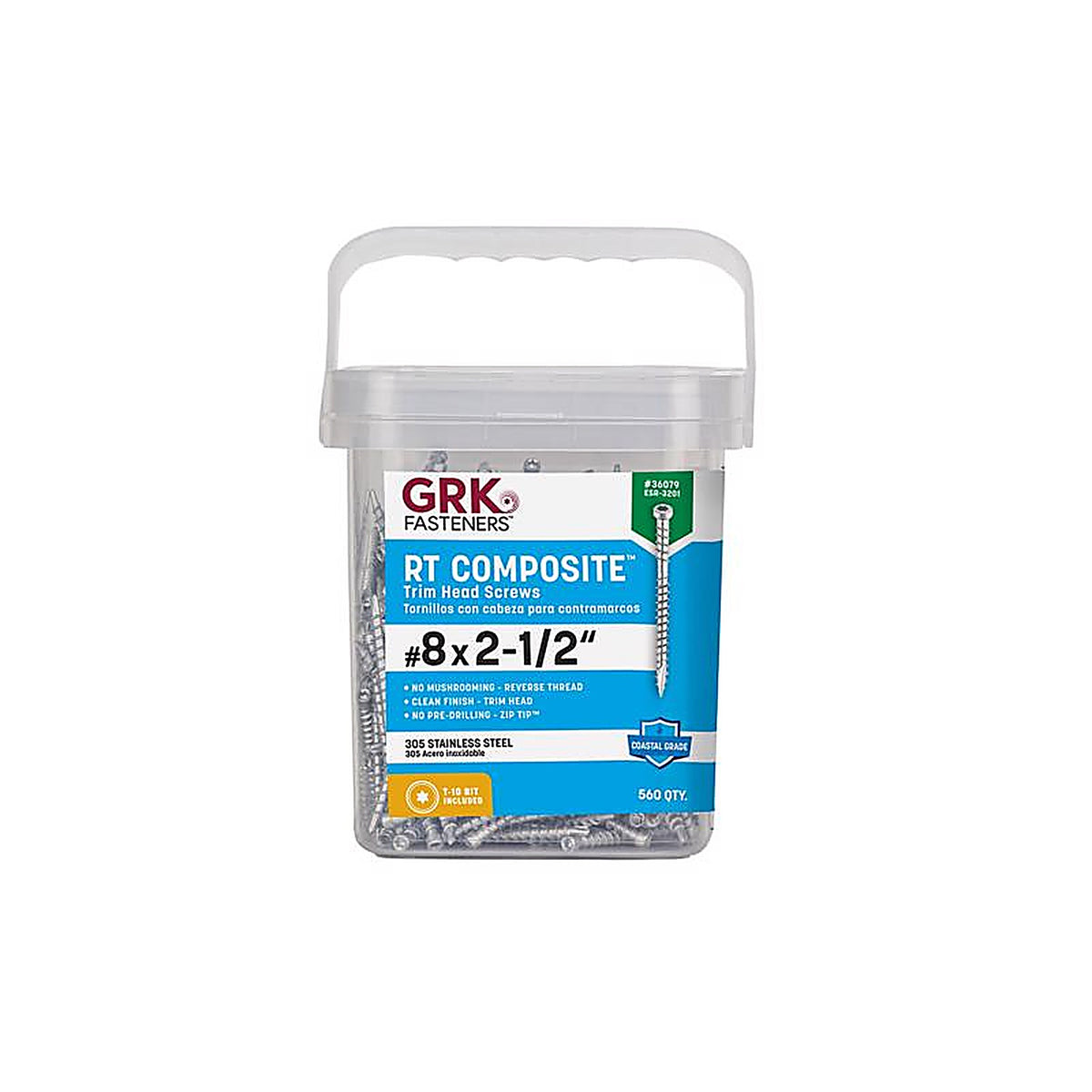 GRK Fasteners 36079 RT Composite No. 8 x 2-1/2 in. L Star Screws 560/Pack