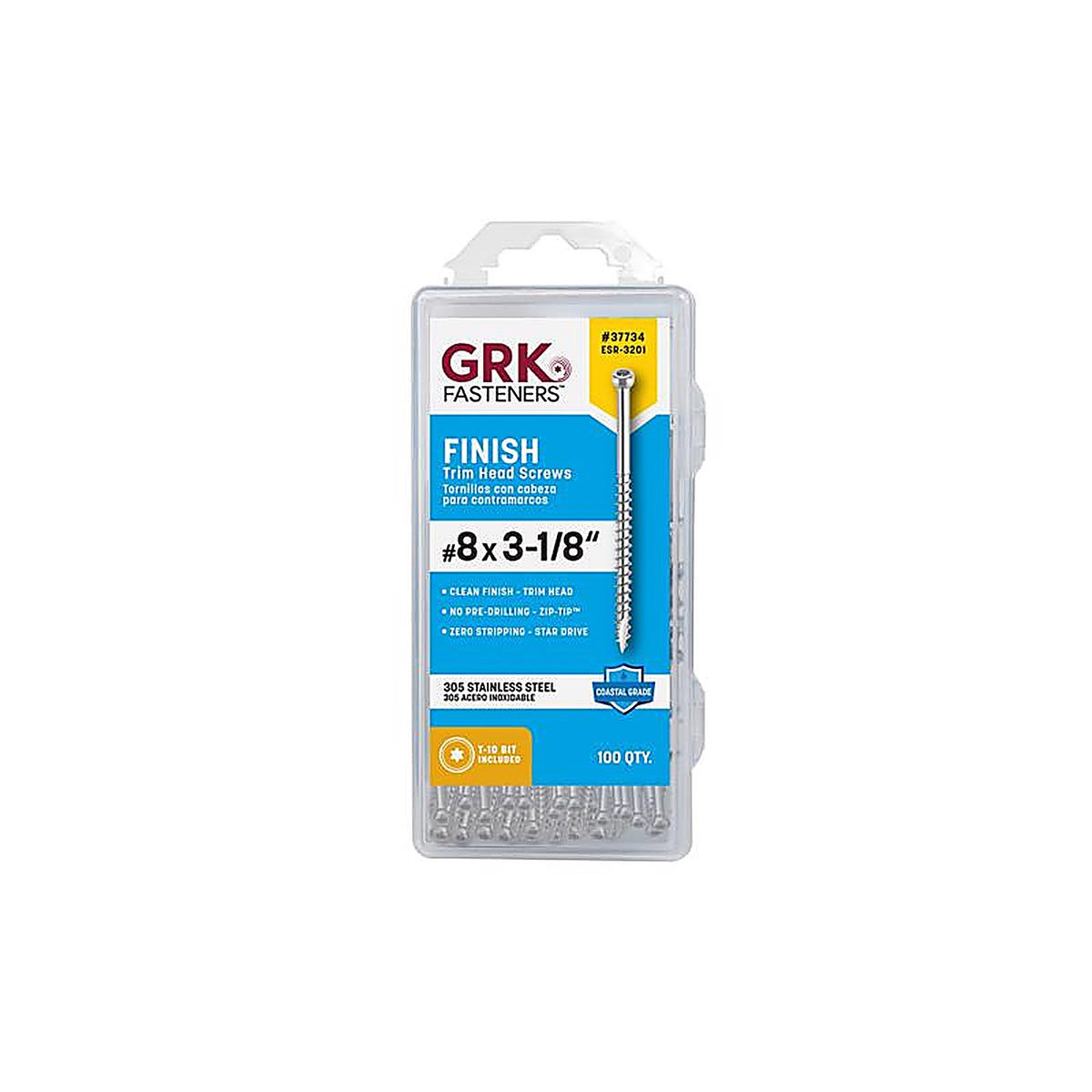 GRK Fasteners 37734 No. 8 x 3-1/8 in. L Star Screws 100/Pack