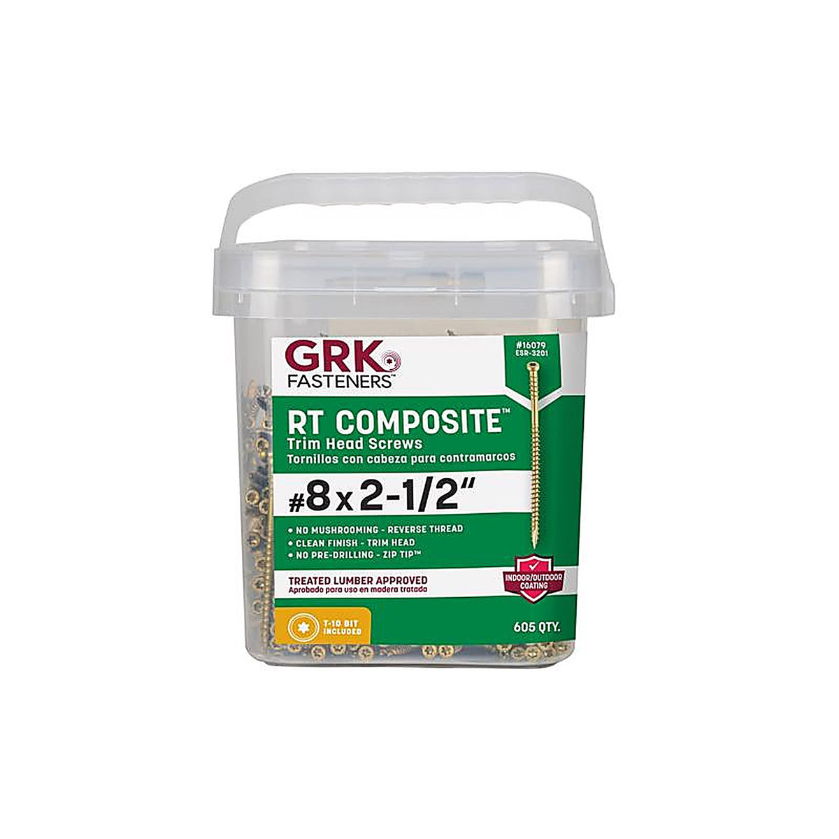 GRK Fasteners 16079 RT Composite No. 8 x 2-1/2 in. L Star Coated Screws 605/Pack