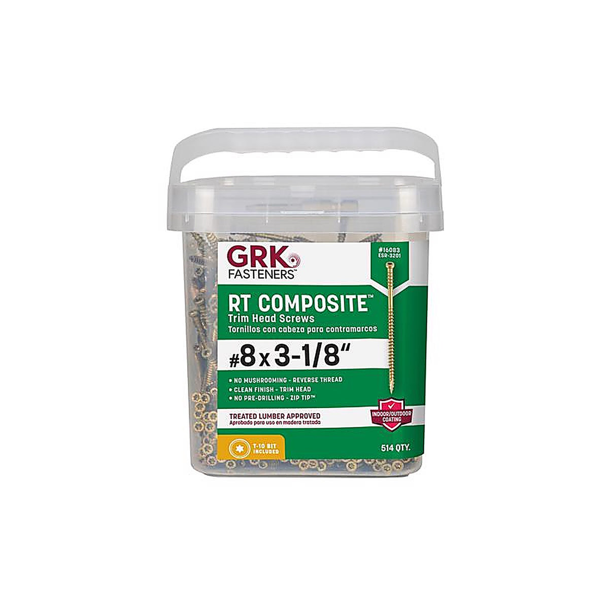 GRK Fasteners 16083 RT Composite No. 8 x 3-1/8 in. L Star Coated Screws 514/Pack