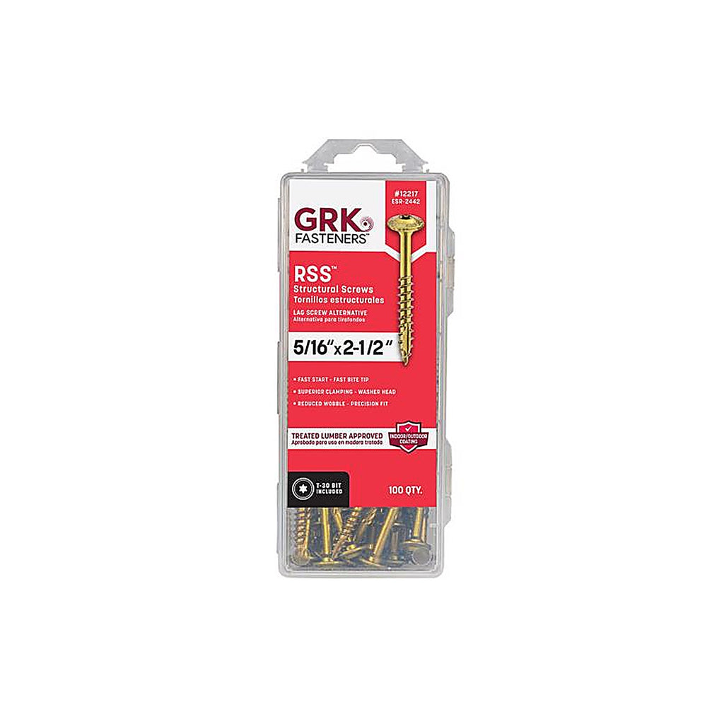 GRK Fasteners 12217 RSS No. 20 x 2-1/2 in. L Star Round Head Construction Screws 100/Pack