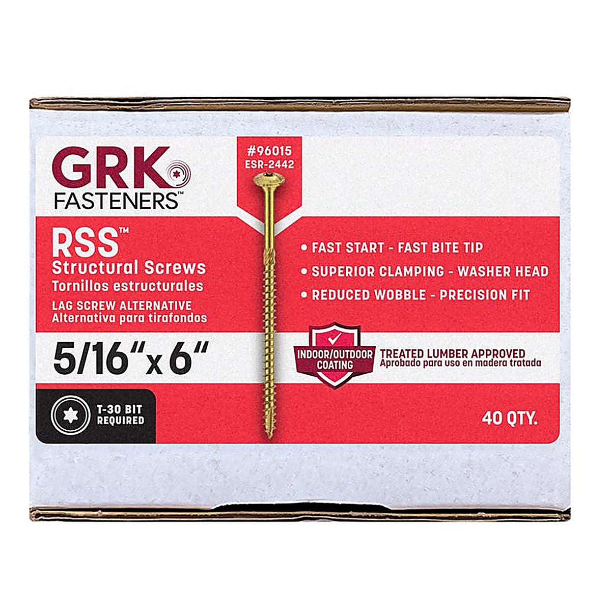 GRK Fasteners 96015 RSS No. 20 x 6 in. L Star Round Head Structural Screws 40/Pack