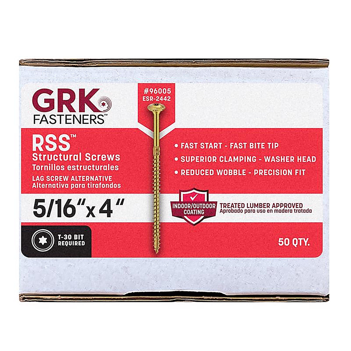 GRK Fasteners 96005 No. 20 x 4 in. L Star Round Head Structural Screws 50/Pack