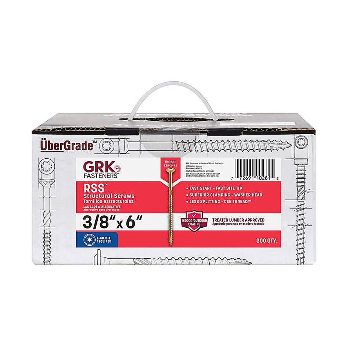 GRK Fasteners 10281 RSS No. 20 x 6 in. L Star Round Head Construction Screws 300/Pack