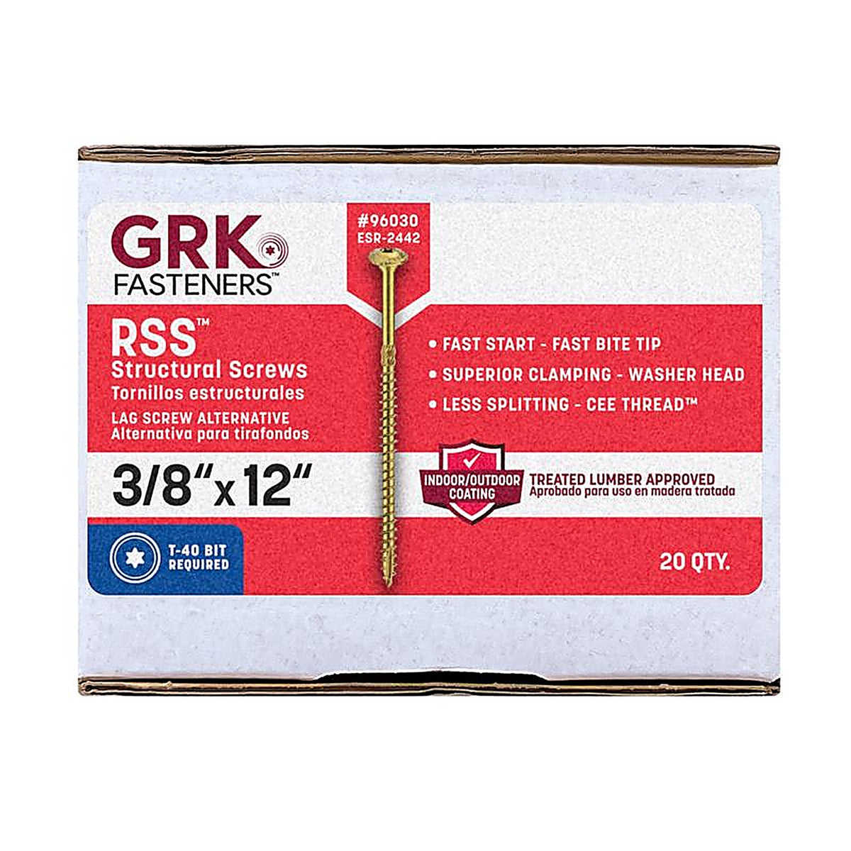 GRK Fasteners 96030 No. 20 x 12 in. L Star Round Head Structural Screws 20/Pack