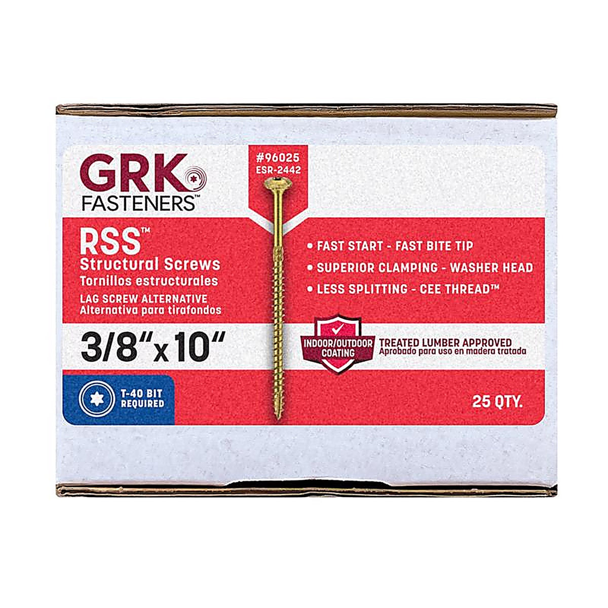 GRK Fasteners 96025 No. 20 x 10 in. L Star Round Head Structural Screws 25/Pack