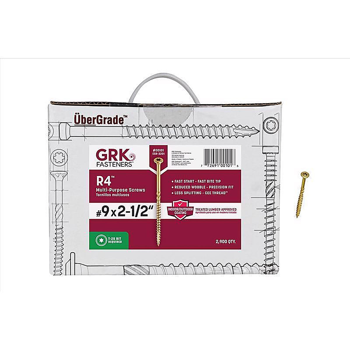 GRK Fasteners 101 R4 No. 9 x 2-1/2 in. L Star Coated Multi-Purpose Screws 2900/Pack