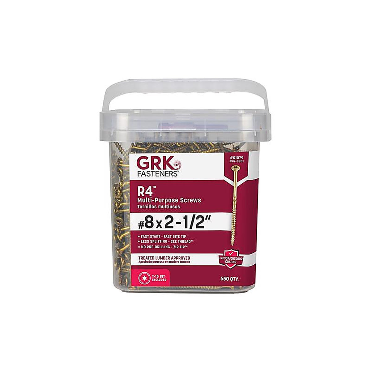 GRK Fasteners 1079 R4 No. 8 x 2-1/2 in. L Star Coated Multi-Purpose Screws 650/Pack