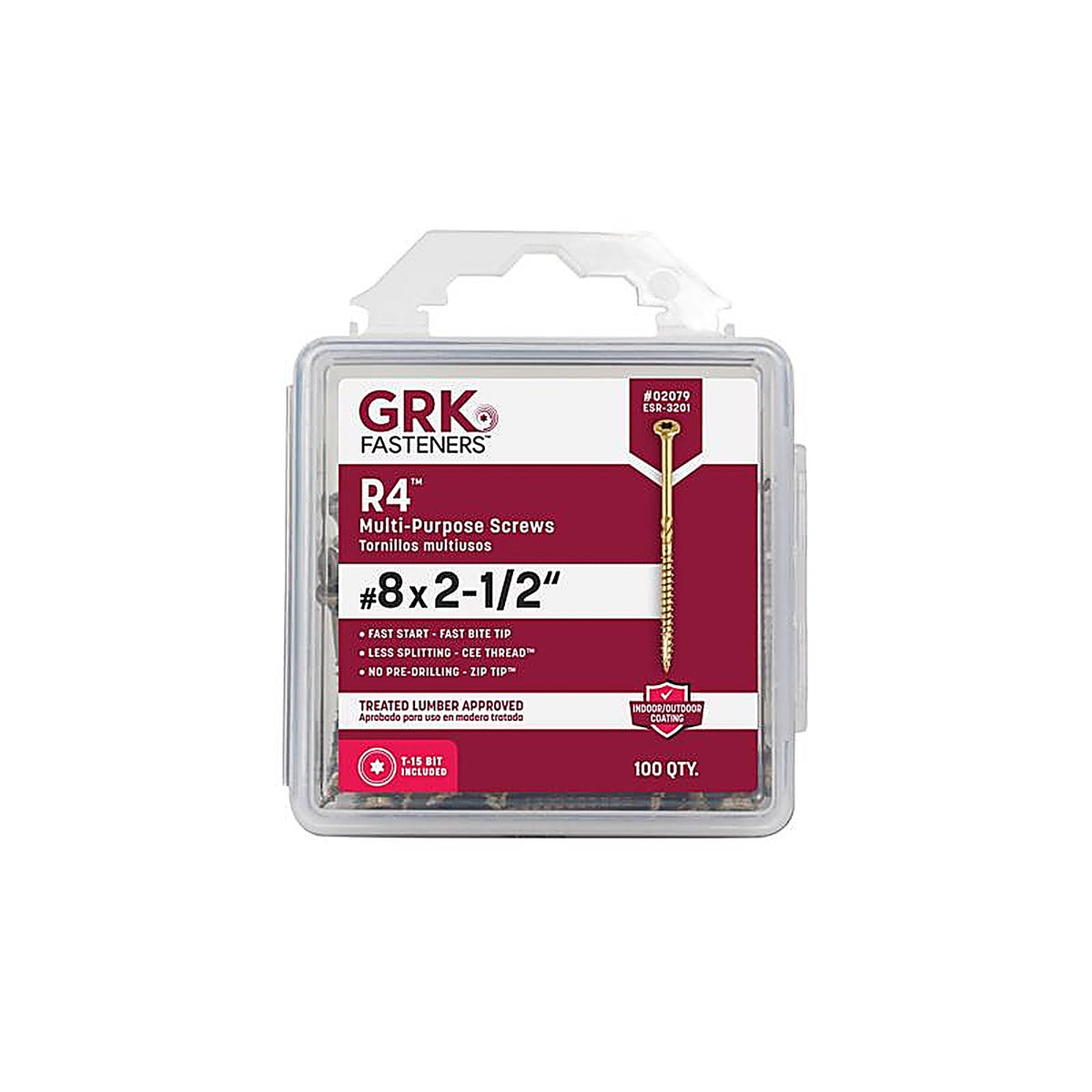 GRK Fasteners 2079 R4 No. 8 x 2-1/2 in. L Star Coated Multi-Purpose Screws 100/Pack