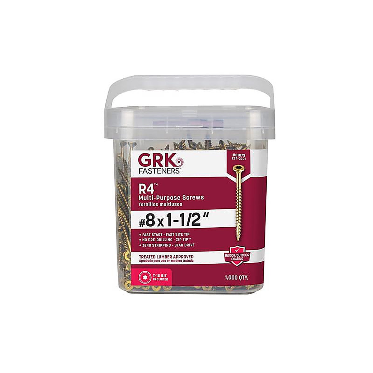 GRK Fasteners 1073 R4 No. 8 x 1-1/2 in. L Star Coated Multi-Purpose Screws 1000/Pack