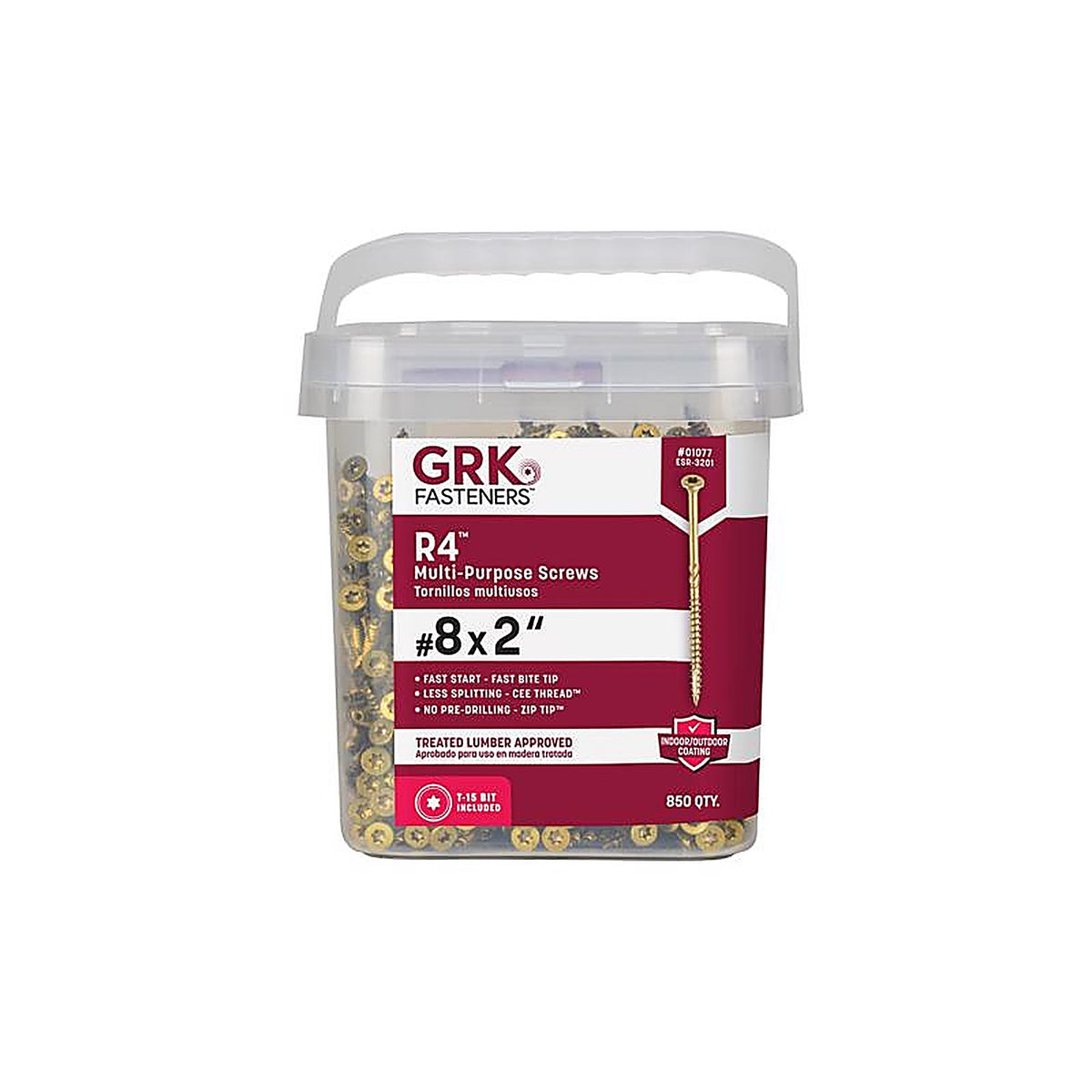 GRK Fasteners 1077 R4 No. 8 x 2 in. L Star Coated Multi-Purpose Screws 850/Pack