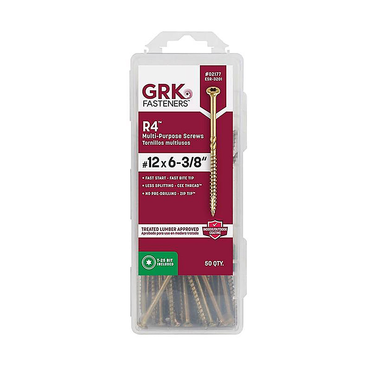 GRK Fasteners 2177 R4 No. 12, No. 14 x 6-3/8 in. L Star Coated Multi-Purpose Screws 50/Pack