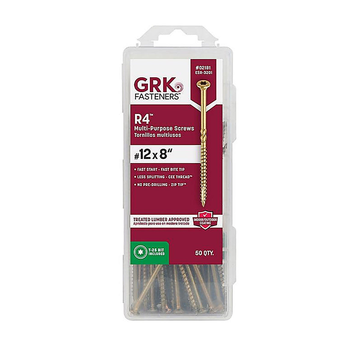 GRK Fasteners 2181 R4 No. 12, No. 14 x 8 in. L Star Coated Multi-Purpose Screws 50/Pack