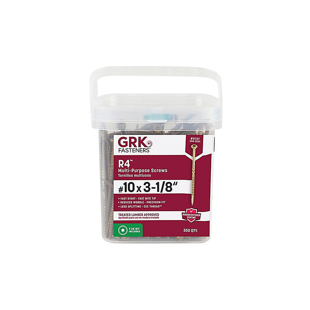 GRK Fasteners 1137 R4 No. 10 x 3-1/8 in. L Star Coated Multi-Purpose Screws 350/Pack