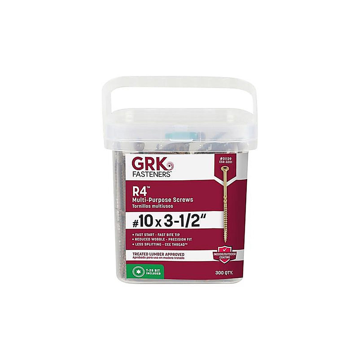 GRK Fasteners 1139 R4 No. 10 x 3-1/2 in. L Star Coated Multi-Purpose Screws 300/Pack