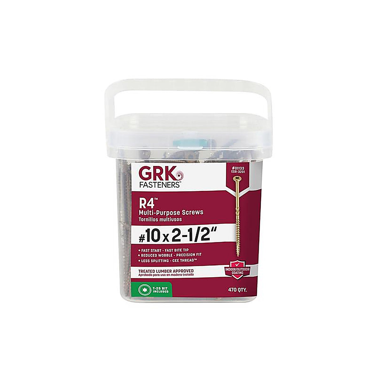 GRK Fasteners 1133 R4 No. 10 x 2-1/2 in. L Star Coated Multi-Purpose Screws 4 70/Pack